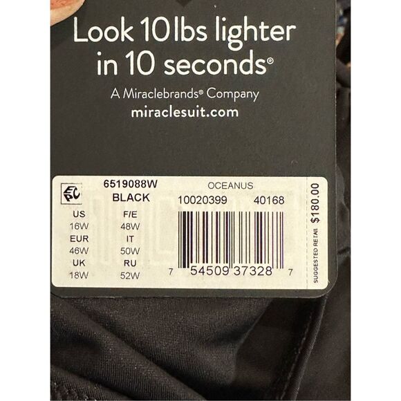 Miraclesuit NWT size 16W black one piece swimsuit - Picture 7 of 8